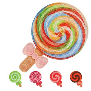 Siliconen Push Bubble Lollipop Printing Sensory Speelgoed Autisme Stress Reliever Angst Relief Grappig Toy voor Volwassen Kind