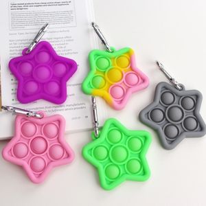 Silicone Push bubble keychain Fidet bubble popper puzzle Jouets Porte-clés Enfants Adultes Simple Stress Doigt Bulle Décompression Jouet Coloré Porte-clés Pendentif H321NOI