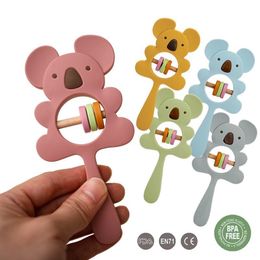 Silicone Rattles For Kids Animal Koala Handbells Bed Beld Bell Toys Education Food Grade Teether Baby Articles 1132