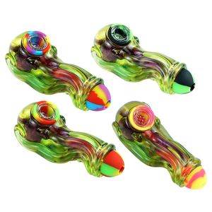 Tuyau à main en résine de silicone style poisson-encre forme sépia tabac à herbes sèches tuyaux à fumer avec bol en verre pièce brûleur à mazout nouveauté incassable