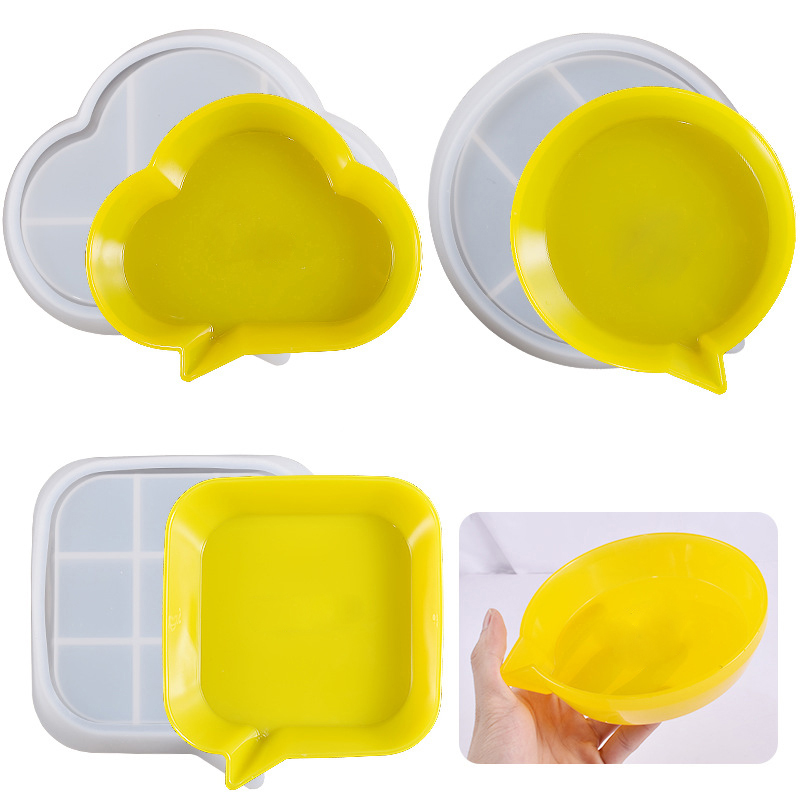 Silicone Resin Molds Cloud Round Shape Dialog Box Dish Plate Mould for DIY UV Expoy Resin Tray Jewelry Trinket Storage Bowl