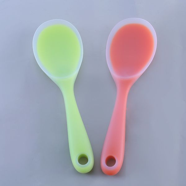 Cuillère à riz en Silicone, ustensile de cuisine domestique, ustensiles de cuisine, spatule, outils à gâteaux, résistance à la chaleur, cuillère à soupe antiadhésive en 2 couleurs