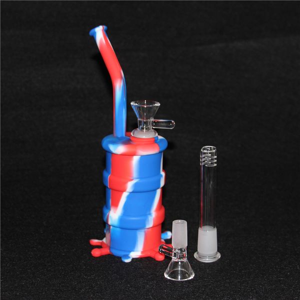 pipas de fumar Silicon Barrel Rigs Mini bong, bongs de silicona de agua de vidrio multi colores shiping libre de alta calidad