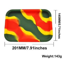 Siliconen Rolling Dienblad Roken Sigaret Kruid Tobacco Grinder Kleurrijke Plaat 201 MM * 145mm * 20mm Hittebestendige Vierkante Opslag Disc Container Olie Rigs Tools Op voorraad