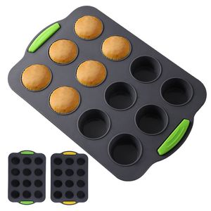 Silicone rond gâteau moule Mini Muffin bougie savon moule bricolage Cupcake biscuits Fondant cuisson moule plateau moule outil de cuisson 12 trous