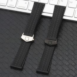 Bracelet de montre noir en caoutchouc de Silicone, 22mm, ceinture de montre pour bracelet d'étiquette Carrer pour Heuer Band, boucle papillon, minuterie d'entraînement H0915