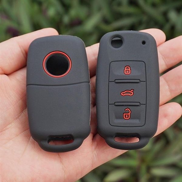 Silicone Rubber Key Fob Skin Cover Case Set VW POLO Bora Beetle Tiguan Passat B5 B6 Golf 4 MK5 6 Jetta Eos Remote Protected262w