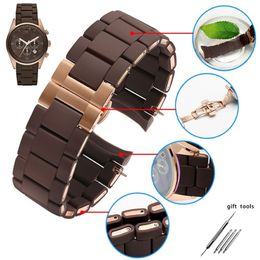 Silicone Rubber Watchband Band acier pour AR5890 AR5889 AR5858 AR5920 AR5868 AR8023 MAN 23 mm Femme 20 mm Bracelet de bande de montre 220624 261F