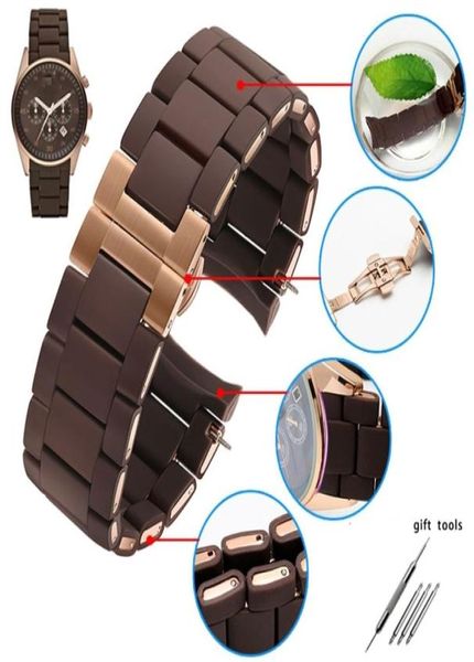 Silicone Rubber Watchband Steel In For AR5890 AR5889 AR5858 AR5920 AR5868 AR8023 MAN 23 mm Femme 20 mm Bracelet de Watch Band 2206248815366