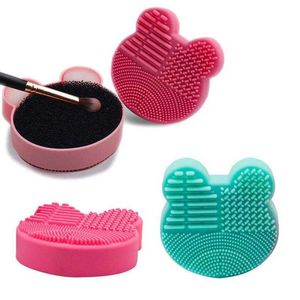 Siliconen scrub pad wast borstel mat make -up gereedschap cosmetische borstels reinigingsschermbox almohadilla de limpieza de brochas de maquillaje