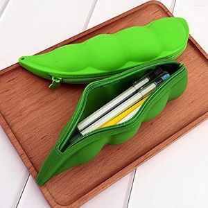 Simulación de silicona Pea Pod Pen Pencil Case Bag Lovely Pouch Teens Cool Cases Papelería para estudiantes