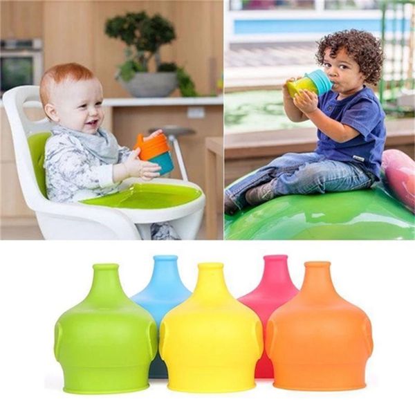 Silicone Sippy couvercle couvercles de mamelon forme d'éléphant ventouse couverture enfant sucer bouteille Trainingcup WLL447