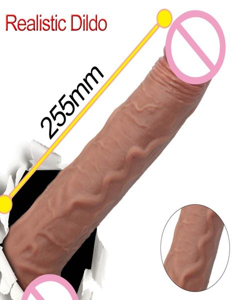 Silicone peau sentiment long gode anal pénis phallus réaliste grand masturbateur féminin ventouse bite adulte pour femme Q05086180119