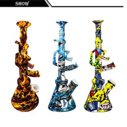 Tubo de humo de silicona Tubos de tabaco Bongs de vidrio Accesorios para fumar con color de la mezcla