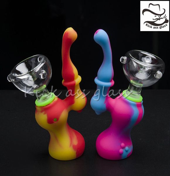 Pipes d'eau fumée en silicone fumeurs accessoires de peigne Perc Bongs givilles enivrants mini pipe petit bulle bol en céramique nue narguilé 8109234