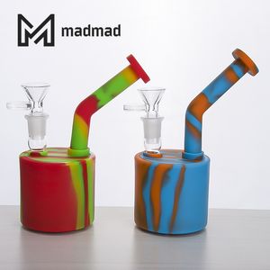 Bong à fumer en silicone 6,2 pouces avec tige vers le bas et hauteur du bol en fer Petit tuyau à main Portable Dab Oil Rig