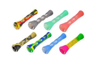 Silicone Smoking Pipe Glas Bong Prometheus One Hitter Bat Willekeurige Kleur Draagbare Mini Hand Tabakpijpen 3.4 Inch Sigaretten Houder Groothandel