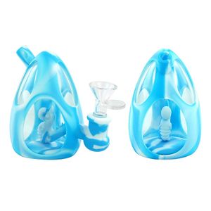 Pipe à fumer en silicone Narguilé brille dans le noir Dab Rigs avec tuyaux à main à bol en verre amovible