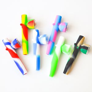 Pipe à fumer en silicone Pipe à main en silicone avec bol en verre plate-forme pétrolière en silicone pipe à fumer Dad Rigs