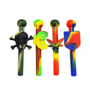 Silicone Snuff Straw Sniffer Snorter 63mm de qualité alimentaire reniflard nasal tuyau motif créatif Tube Snuffer distributeur coloré Camouflage LL