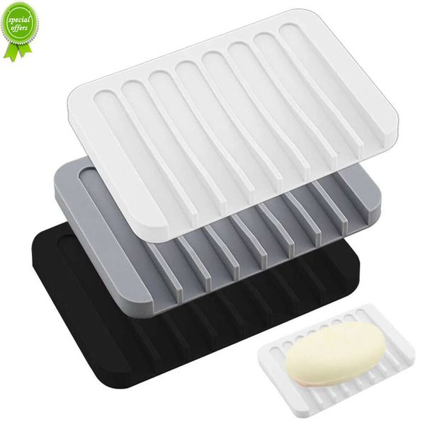 Caja de jabón de silicona, soporte para barra de jabón autodrenante, estante de almacenamiento de jabón para ducha, esponja para fregadero de cocina, organizador de bandeja, suministros de baño