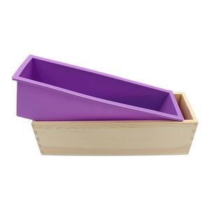 Moule de savon en silicone Boîte en bois rectangulaire avec une doublure flexible pour les outils de fabrication de moules à pain fait main bricolage faciles à utiliser