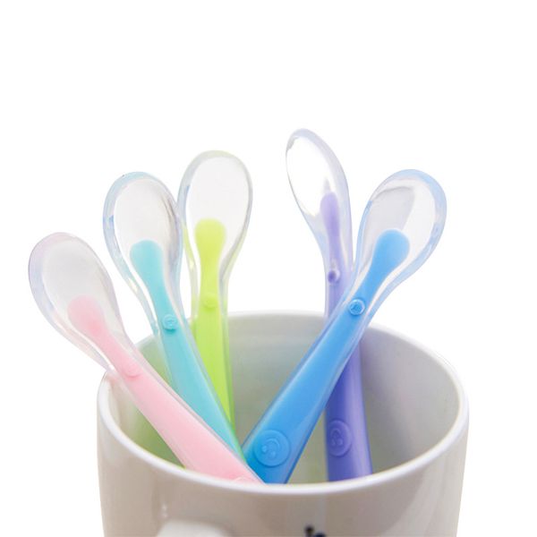 Cuillère en Silicone pour bébé, cuillère d'alimentation pour bébé, cuillères à tête souple, vaisselle de cuisine domestique