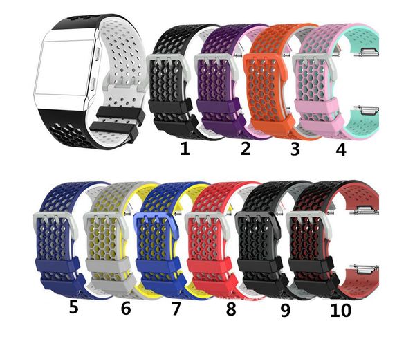 Bracelets de montre de Sport en Silicone Bracelet bicolore Bracelet de remplacement avec libération rapide pour montre intelligente Fitbit Ionic