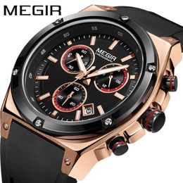 Silicone Sports Casual Multifonctional Chronograph Quartz Men's Calendar Watches Simple and Luxurious Personalité 2073 Wristwatche 285W
