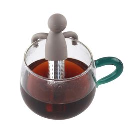 Silicone Rvs Humanoid Tea Sinters Filter Lekkage Infuser Cup Decoratie Creatieve Ornament Gadgets Luie Tealaf Diffuser