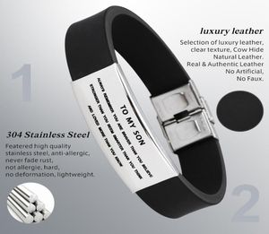 Bracelet en Silicone et acier inoxydable pour hommes, lettrage à mon fils, bijoux de personnalité à la mode 33236443626895