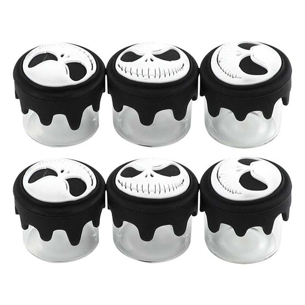 pot de stockage en silicone accessoires de fumer bocaux en verre dab cap crâne 10pcs capacité 6ml