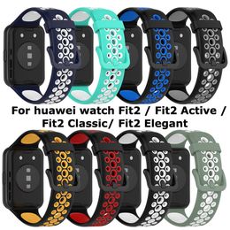 Bracelet en Silicone pour montre huawei Fit2/Fit2 actif/classique/élégant bracelet de remplacement de montre intelligente Smartband bracelet bicolore