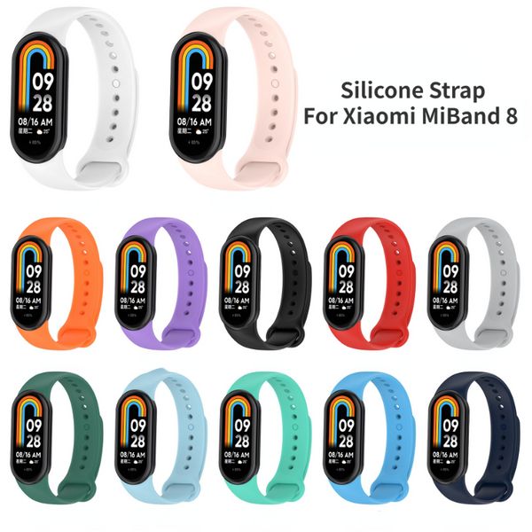 Brotte en silicone pour Xiaomi Miband 8 Smart Watch Band Accessoires Sport Remplacement Bracelet pour Mi Band 8 Soft Wristban