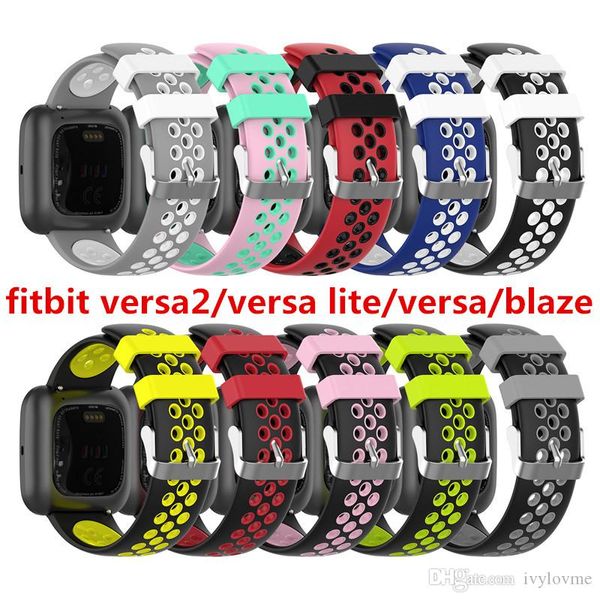 Pour Fitbit Versa 2 Bandes Bande de Silicone de Remplacement avec Trous de Ventilation pour Fitbit Versa LITE Blaze Bracelet de Montre Sport à Dégagement Rapide