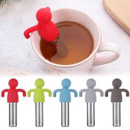 Siliconen thee-infuser Creative Little Man Shape Thee Satisf voor Mok Fancy Filter Puer Tea Herb Tools Accessoires