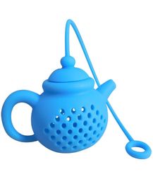 Filtre à thé en forme de théière en Silicone, nettoyage en toute sécurité, infuseur à thé réutilisable, passoire à café, fuites de thé, sac d'infusion coloré, outils de cuisine DB5359223