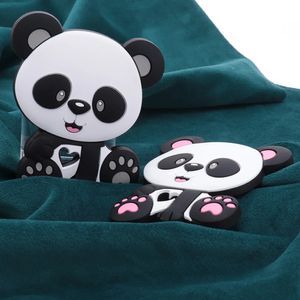 Siliconen Bijtring 10PCS Panda Cartoon Een Gratis Food Grade Hanger Tandjes Rammelaar voor Baby Accessoires Speelgoed 240226
