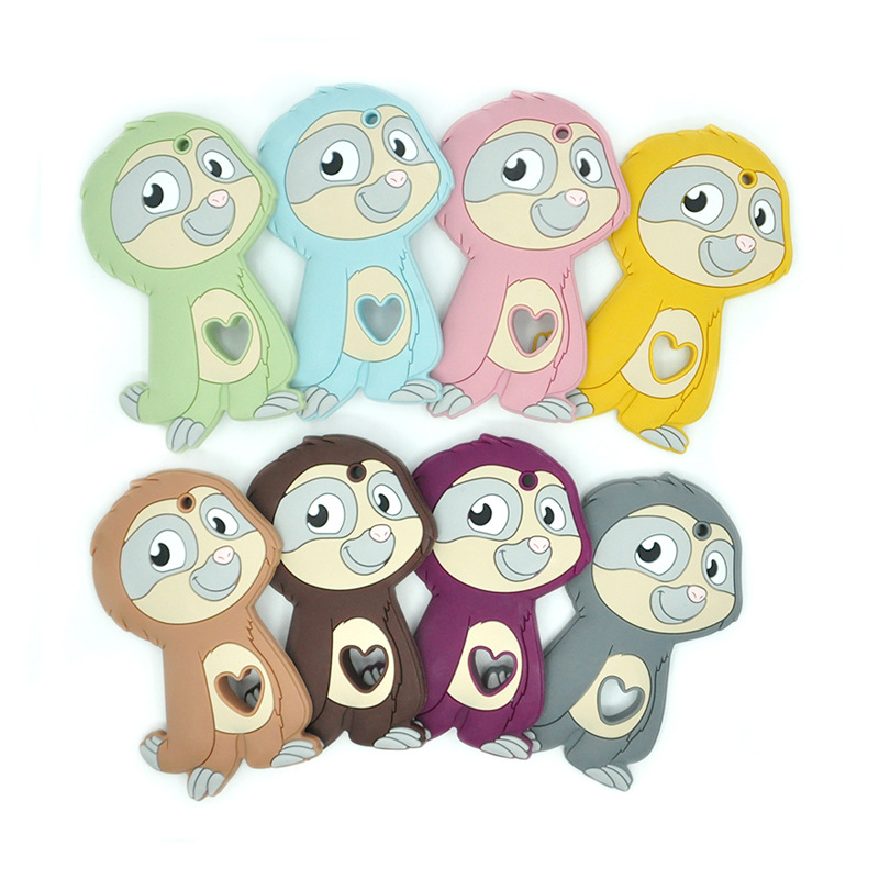 Silicone Teether New Sloths Animais Comida Grau Pingente Diy Chupeta Cadeia Colar Acessórios Bebê Chewable Molar Dentição Brinquedos