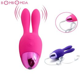 Siliconen Stak Rabbit Vibrator Waterdicht Roterende Dildo Vibrator G Spot Clitoris Stimulator Eroti Volwassen Speeltjes voor Vrouw Y18312913