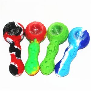 Siliconen tabakspijpen Hookah bong multi -kleuren draagbare shisha lepel handpijp siliconenolie dab rigs dabbergereedschap