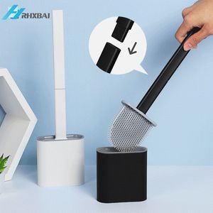 Silicone Toilet Brush and Holder Set No-Slip Removable Hle Bendable Head Wall Mounted Cleaning Kit WC Accessories 220511