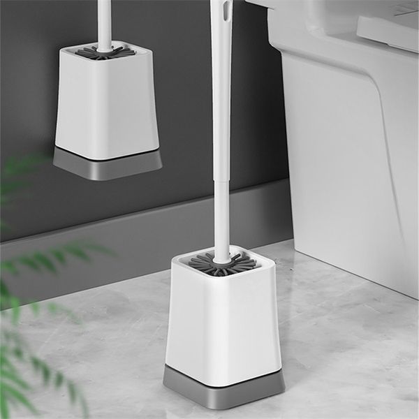Brosse de toilette en Silicone avec ensemble de support longue poignée ménage salle de bain nettoyage pour outils accessoires 210423