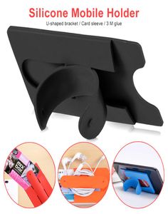 Silicone Touch U Type Bandage Card Cover Bracket Telefoonhouder Stand Lazy Stent Universal voor Mobile Phone8143549