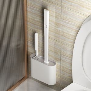 Silicone TPR Toiletborstel en houder toiletpotborstel met houder set muur hangende toiletborstel siliconenharen voor vloer 220727