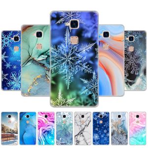 Voor Huawei Honor 5C Case Soft Tpu Silicon Back Phone Cover Op 5c Beschermende Tassen Bumper Marmer Sneeuwvlok Winter Kerst