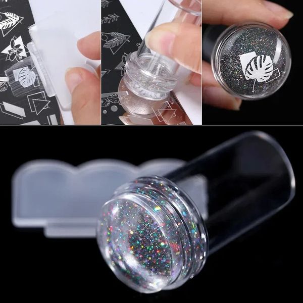 Kit de estampado de arte de uñas transparente de silicona francés para manicuras placre de estampilla plantilla de plantilla sellador estampador raspador