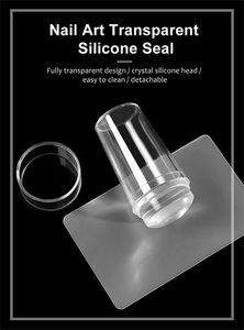 Siliconen Transparante Nail Tips Art Stamping Stamper Kit Frans Met Schraper Jelly Siliconen Kop Voor Stempel Polish Stencil Sjabloon Zegel Afdrukken