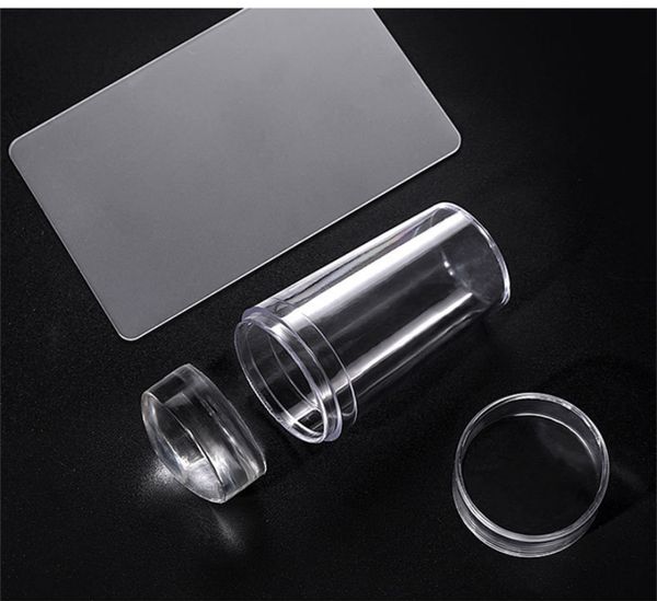 Silicone Transparent Nail Tips Art Stamping Stamper Kit French Avec Grattoir Jelly Silicone Head Pour Stamp Polish Stencil Template Seal Printing Plate