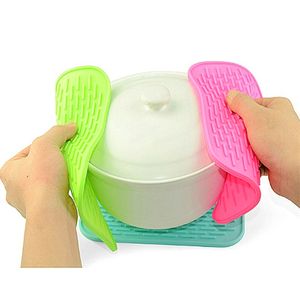 Salvamanteles de silicona antideslizantes, agarraderas resistentes al calor para ollas y sartenes calientes, accesorios de cocina